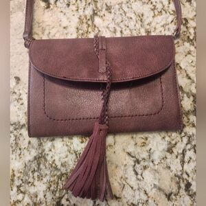 Free People Crossbody Bag, Envelope Plum Purple Burgundy EUC Tassel Travel